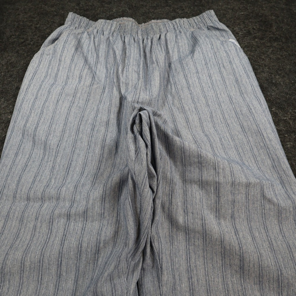 Chic Pull On Pants Womens 14 Petite Blue 100% Cotton Striped Elastic Waist - Picture 8 of 13